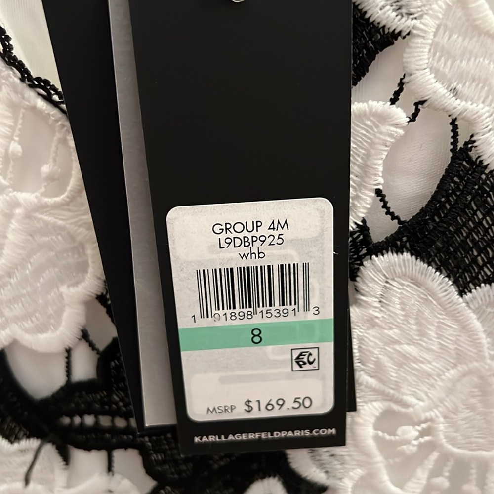 New with tag black, white lace sleeveless, dress designer karl lagerfeld 8 - Picture 2 of 4